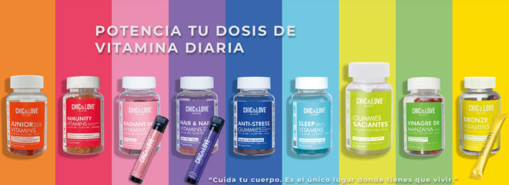 Fotos de los distintos botes de gummies de la marca Chic & Love